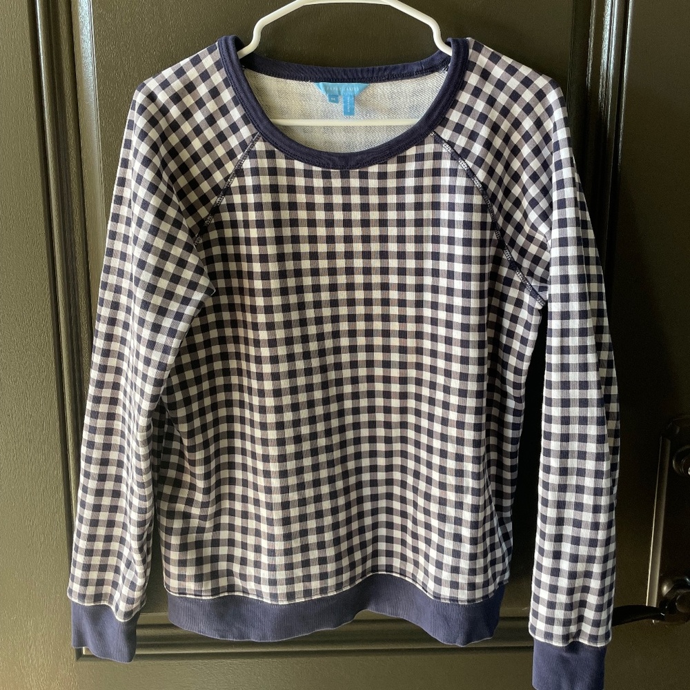 Draper James Natalie Sweatshirt Blue Gingham Size Medium